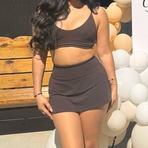 ALO Yoga Chocolate Brown Activewear Set